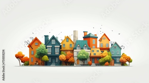 Cluster of Houses With Trees in Foreground