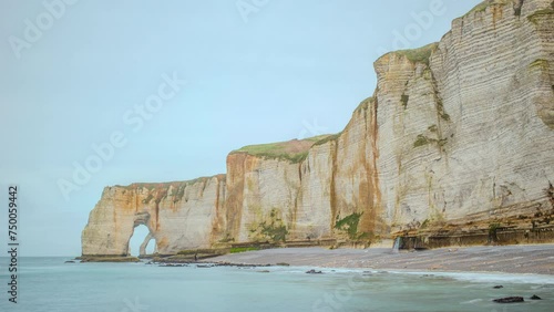 France, Normandy, cliffs of Etretat. Panoramic timelapse of Alabaster Coast