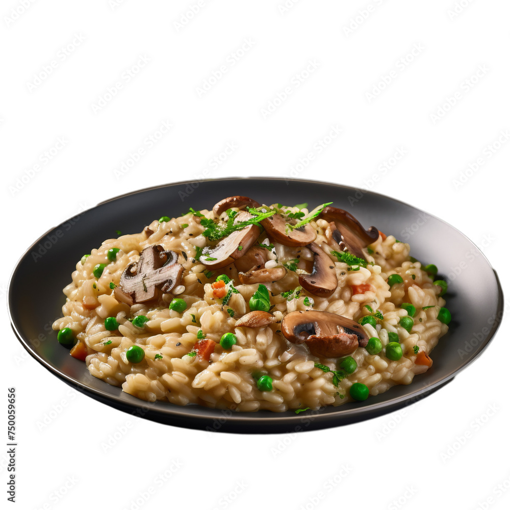 A mushroom risotto isolated on transparent background, png A mushroom risotto isolated on transparent background, png