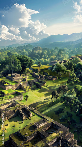 Spectacular Panoramic View of Historical Iximche Ruins Nestled in Guatemala's Lush Mountains © James