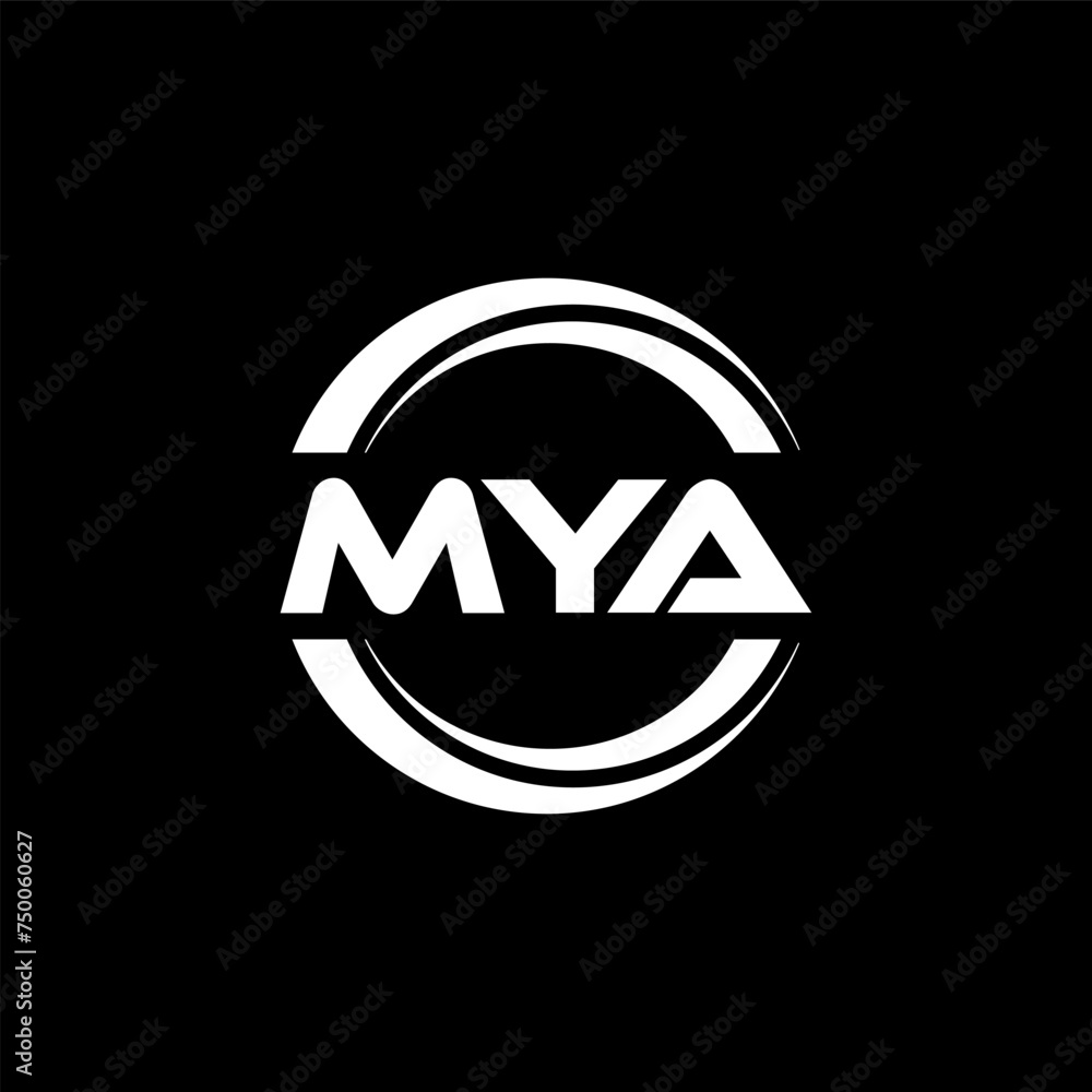 MYA letter logo design with black background in illustrator, vector logo modern alphabet font overlap style. calligraphy designs for logo, Poster, Invitation, etc. MYA letter logo design with black background in illustrator, vector logo modern alphabet font overlap style. calligraphy designs for logo, Poster, Invitation, etc.