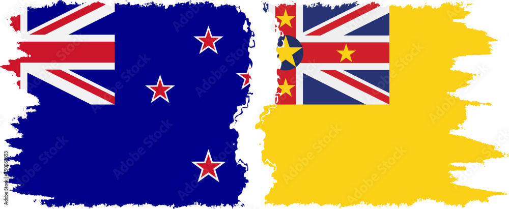 Niue and New Zealand grunge flags connection vector Niue and New Zealand grunge flags connection vector
