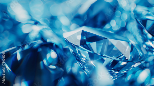 Shiny macro blue diamond background photo