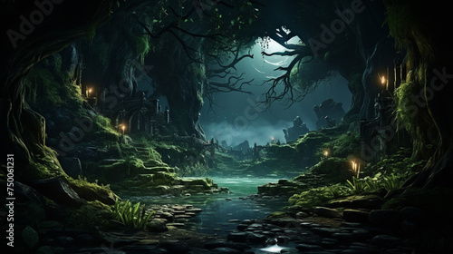 Deep Forest Fantasy Backdrop concept Art Realized