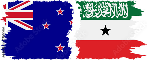 Somaliland and New Zealand grunge flags connection vector