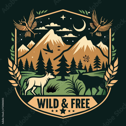 Tshirt sticker for Wild and Free Channel your inner adventurer with a design featuring majestic wildlife roaming freely in nature