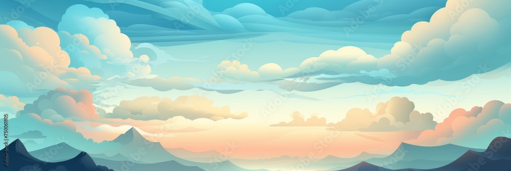 Majestic Landscape Depicting Mountains and Clouds
