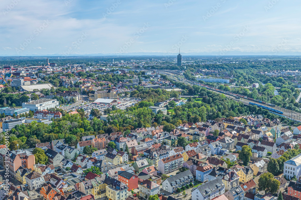 Der Stadtteil Oberhausen der schwäbischen Welterbe-Stadt Augsburg im Luftbild