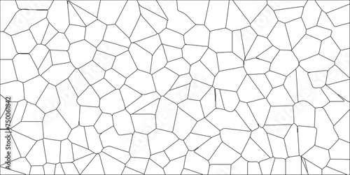 Modern and seamless pattern, abstract lines of black and white tones form many squares and rectangle shapes. A metal grid stands isolated against a white background, alongside hexagonal elements