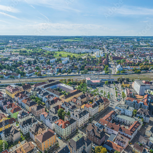 Der Stadtteil Oberhausen der schwäbischen Welterbe-Stadt Augsburg im Luftbild