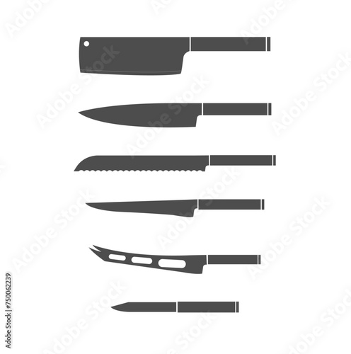 a set of kitchen knives. vector photo