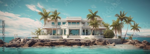Large White House Overlooking Beach