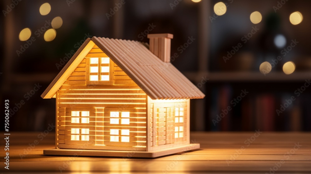 Illuminated Small Wooden House Illuminated Small Wooden House