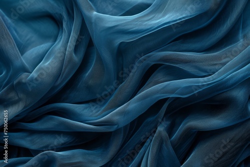 Close up texture of Flowy dark blue fabric