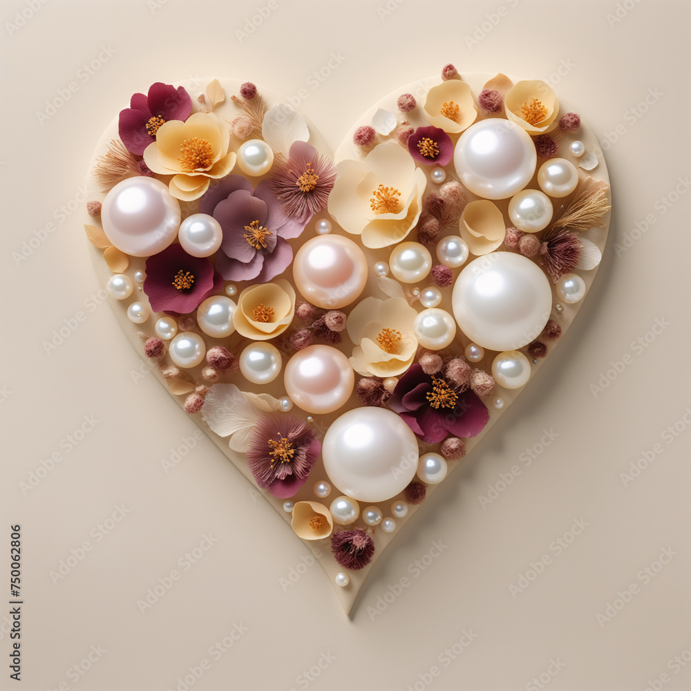 Pearls and dried flowers arrangement in heart shape abstract photo, design for wedding, emotional support, Valentines day, craft, greeting card, birthday, anniversary, gift for her, Christmas gift Pearls and dried flowers arrangement in heart shape abstract photo, design for wedding, emotional support, Valentines day, craft, greeting card, birthday, anniversary, gift for her, Christmas gift