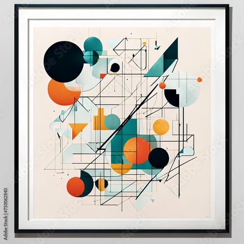abstract painting, lines, cubes