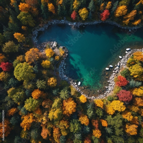 A beautiful lake surrounded by autumn trees