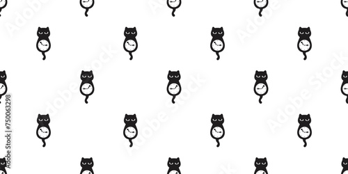 cat seamless pattern clock vector kitten calico munchkin neko pet cartoon doodle tile background gift wrapping paper repeat wallpaper illustration isolated design
