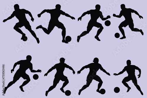 Football player silhouette vector collection set in isolated background.