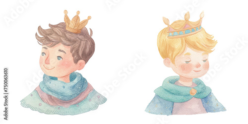  cute prince watercolour vector illustration 