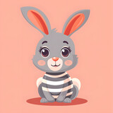 Cute cartoon of Easter bunny rabbit on background.