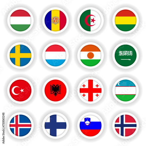 Set of country flags round buttons Free Download Set of country flags round buttons - GFXLoad