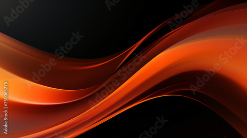 Orange and black glossy waves abstract background