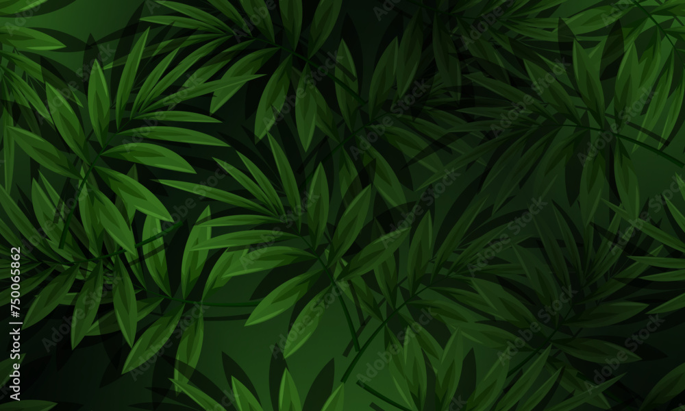 abstract green leaf texture, jungle leaf seamless vector floral pattern background. dark green garden.