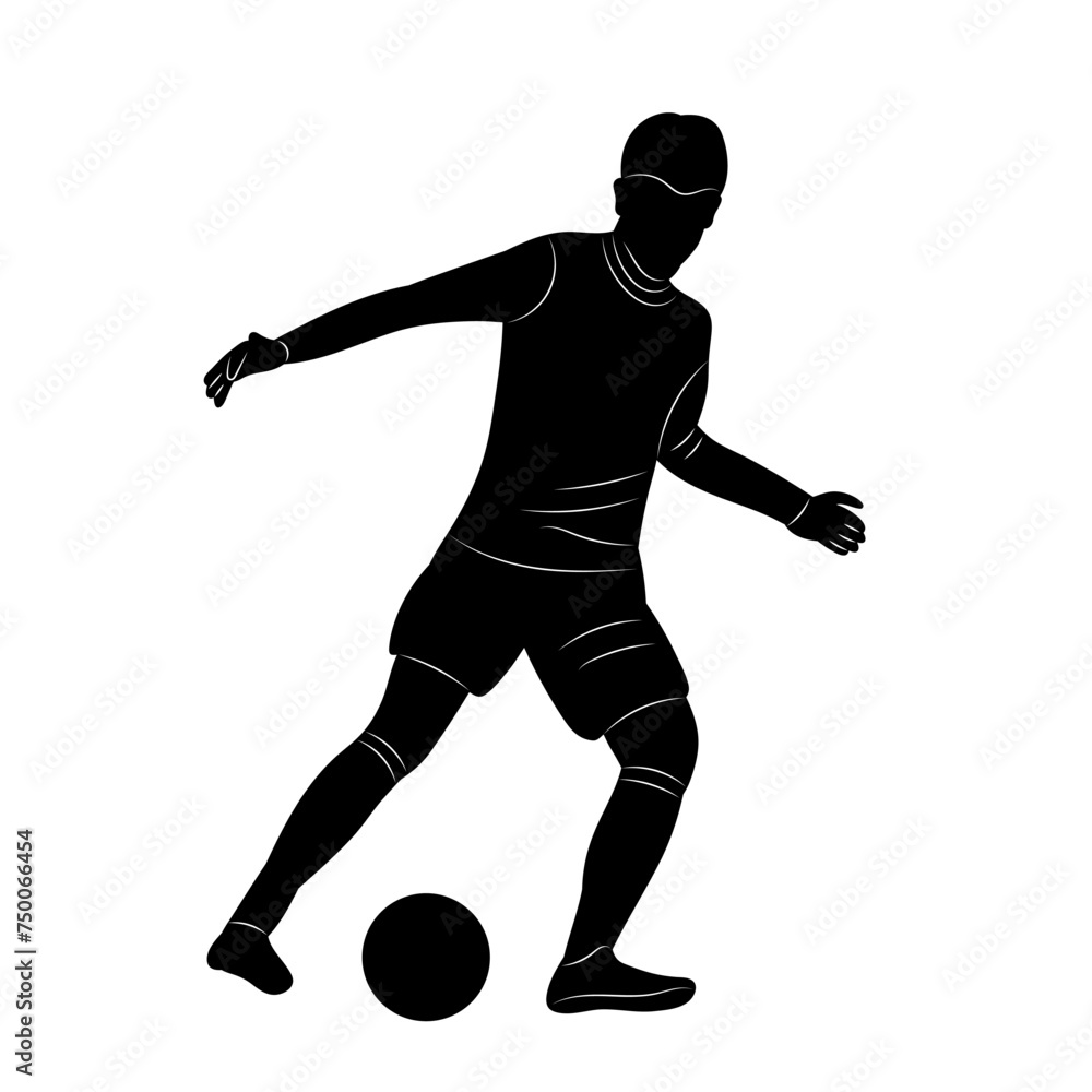 man playing football silhouette vector man playing football silhouette vector