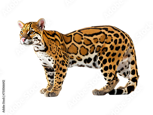 Ocelot (Leopardus pardalis) on whitebackgroud.png photo