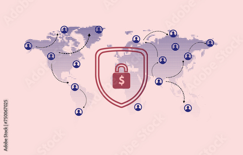 Global payment system concept. Transfer money without any risk