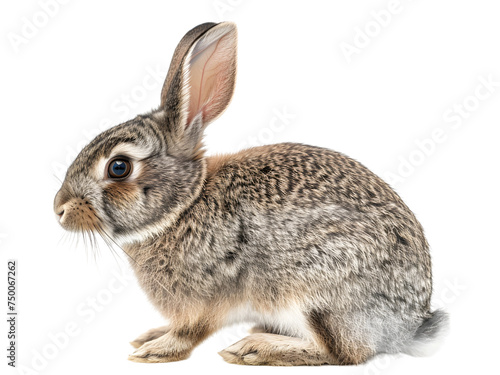 Fluffy white rabbit isolated on a clean white background, cute and adorable, perfect for Easter or as a domestic pet