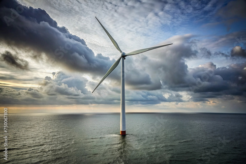 Wind turbine in nature, in the mountains, on the North Sea or by the sea