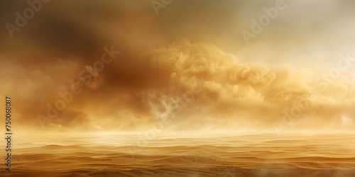 Photograph of a sandstorm engulfing a desert landscape in vivid detail. Concept Sandstorm, Desert Landscape, Vivid Detail, Extreme Weather, Nature Photography