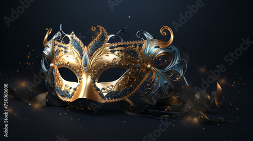 Realistic luxury carnival mask with gold dust © doly dol