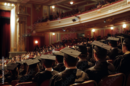 University Graduation Ceremony: Students in Cap and Gown at Auditorium