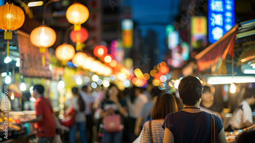 Busy night markets in Taipei, street food and lights creating a vibrant scene