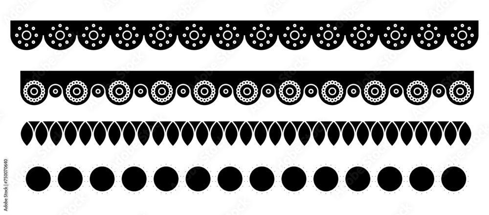 Outline silhouette scalloped border collection. Frill set isolated on transparent. Outline silhouette scalloped border collection. Frill set isolated on transparent.