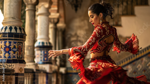 Lively flamenco dance in Seville, passion and tradition in every step photo