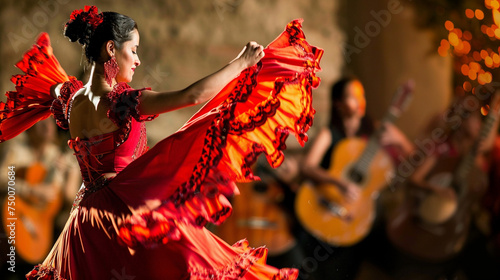 Obraz na płótnie Lively flamenco dance in Seville, passion and tradition in every step w salonie