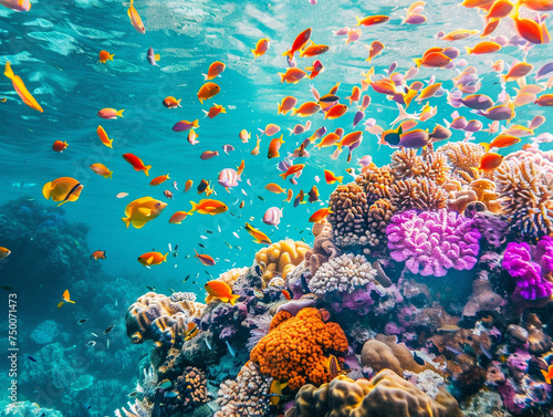 Underwater magic in the Great Barrier Reef, vivid coral and playful fish