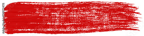 Red line of paint isolated, red smear on transparent background