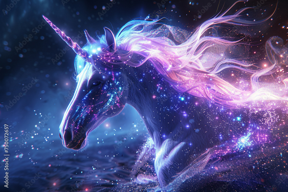 Mystical unicorn in motion