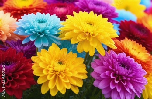 Floral background  multi-colored chrysanthemums  bright colors. Spring season  summer  flower business  etc.