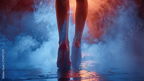 Women feet smoke art