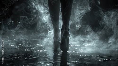 Women feet smoke art