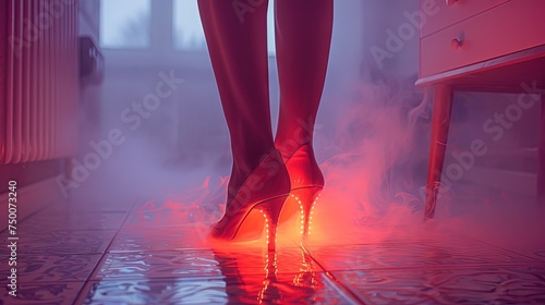 Women feet smoke art