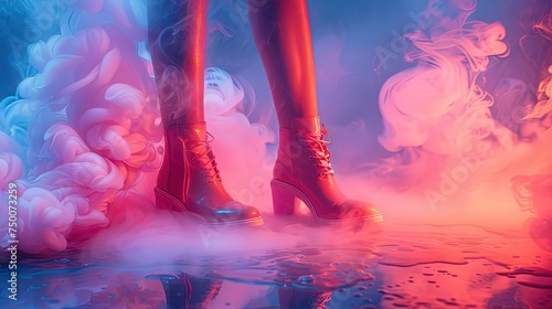 Women feet smoke art