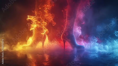 Women feet smoke art