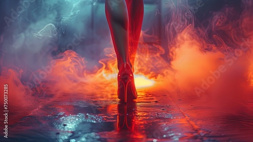 Women feet smoke art
